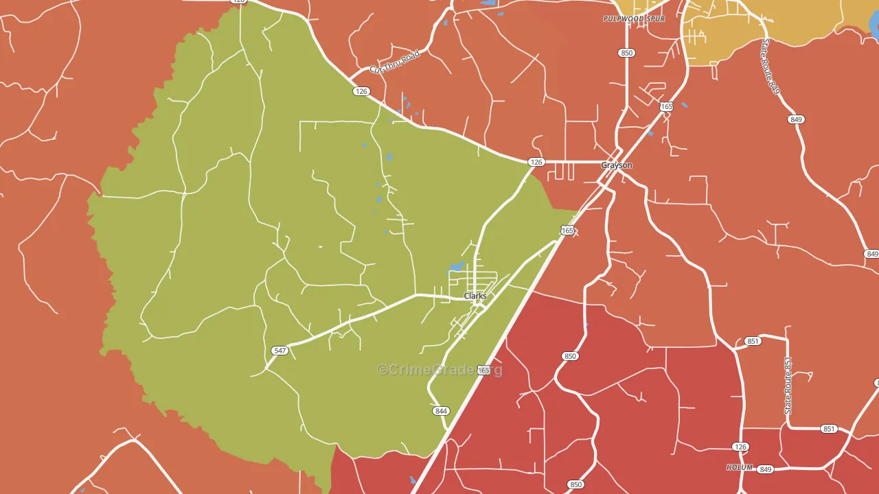 Clarks, LA Map of Theft Rates