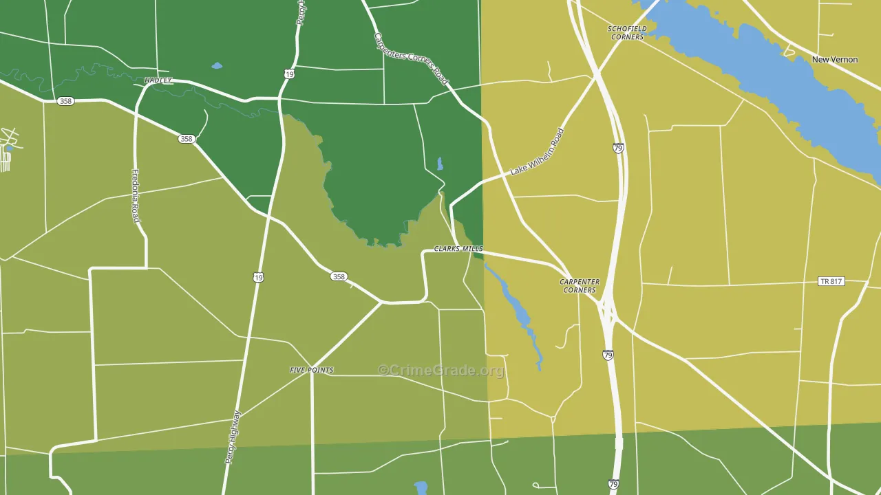 Clarks Mills, PA Map of Theft Rates
