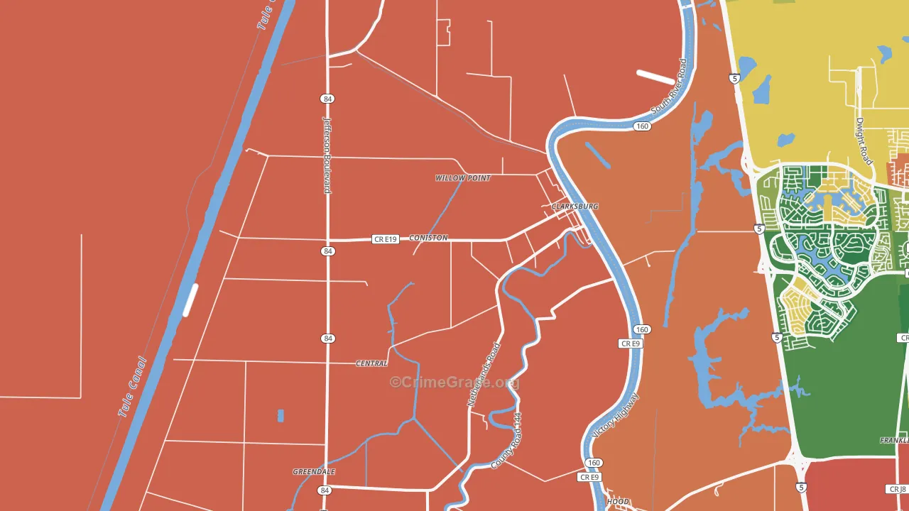 Clarksburg, CA Map of Theft Rates