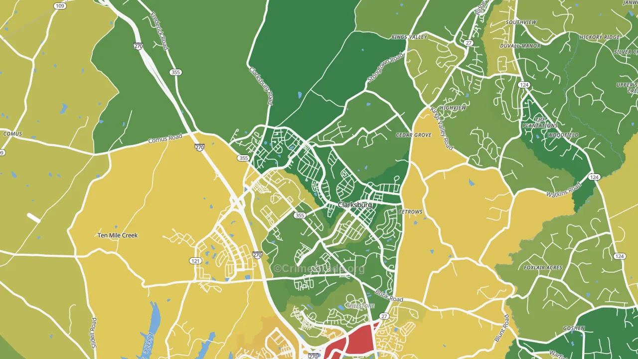 Clarksburg, MD Map of Theft Rates