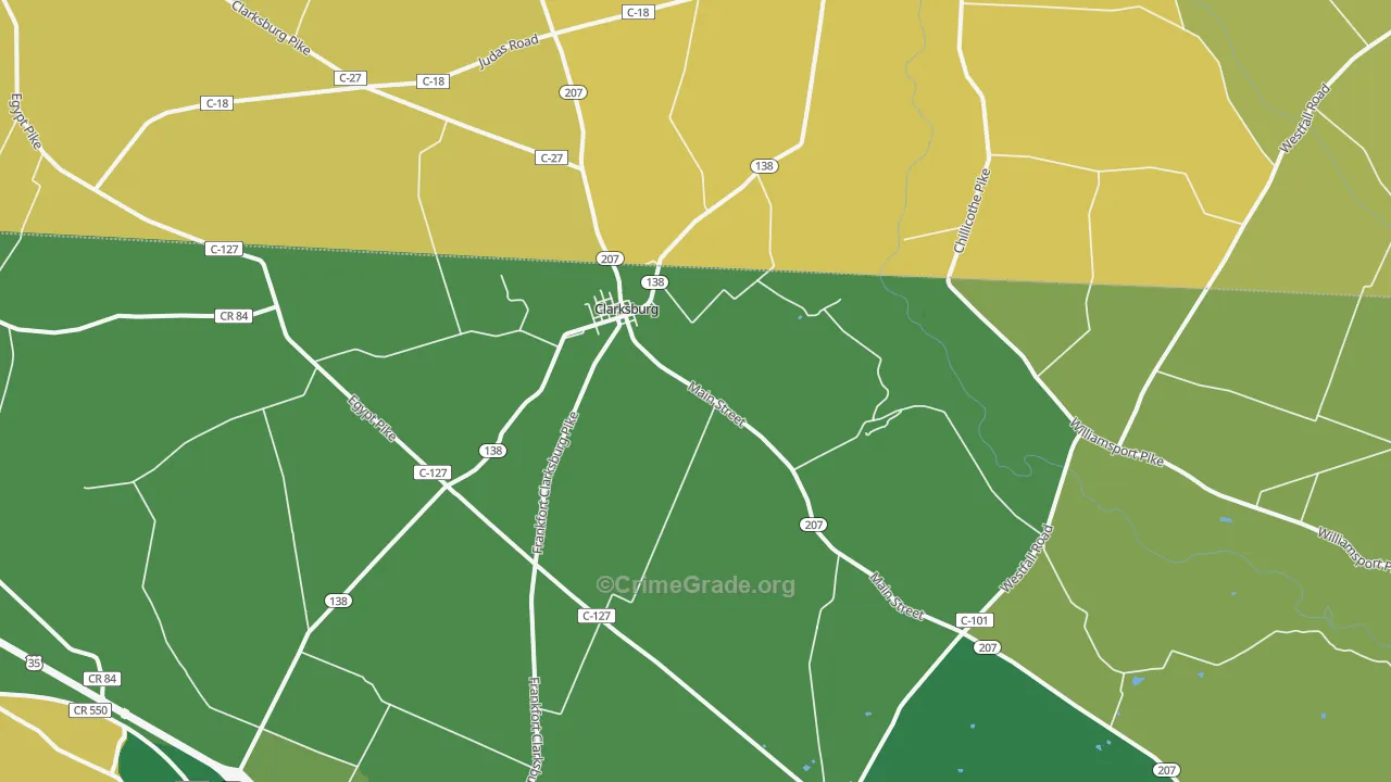 Clarksburg, OH Map of Theft Rates