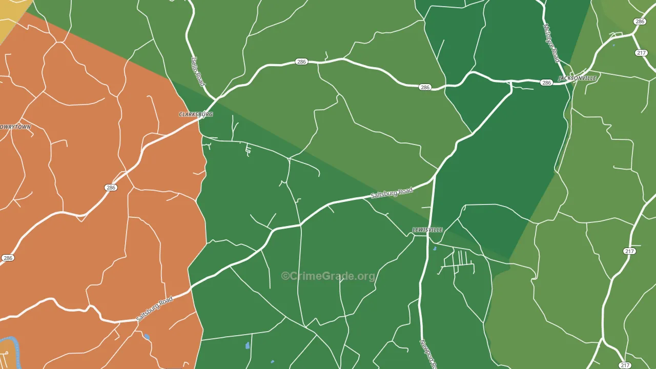 Clarksburg, PA Map of Theft Rates