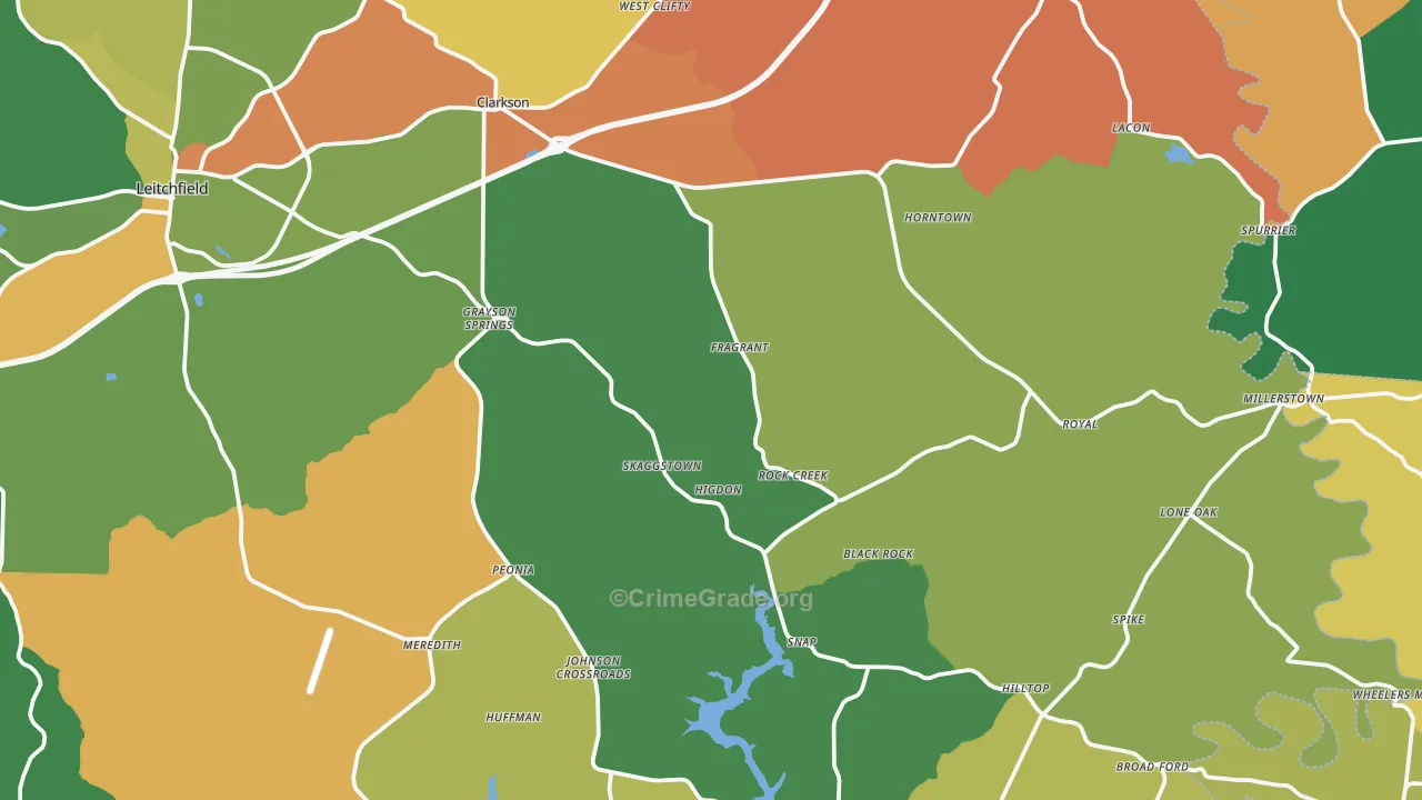 Clarkson, KY Map of Theft Rates