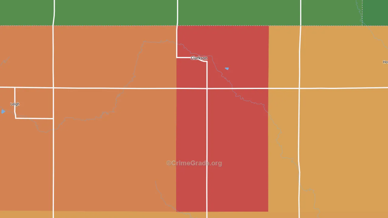Clarkson, NE Map of Theft Rates
