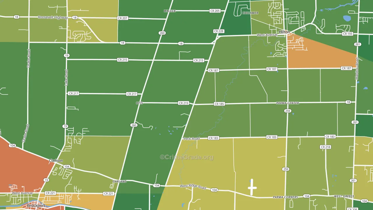 Clarkson, NY Map of Theft Rates