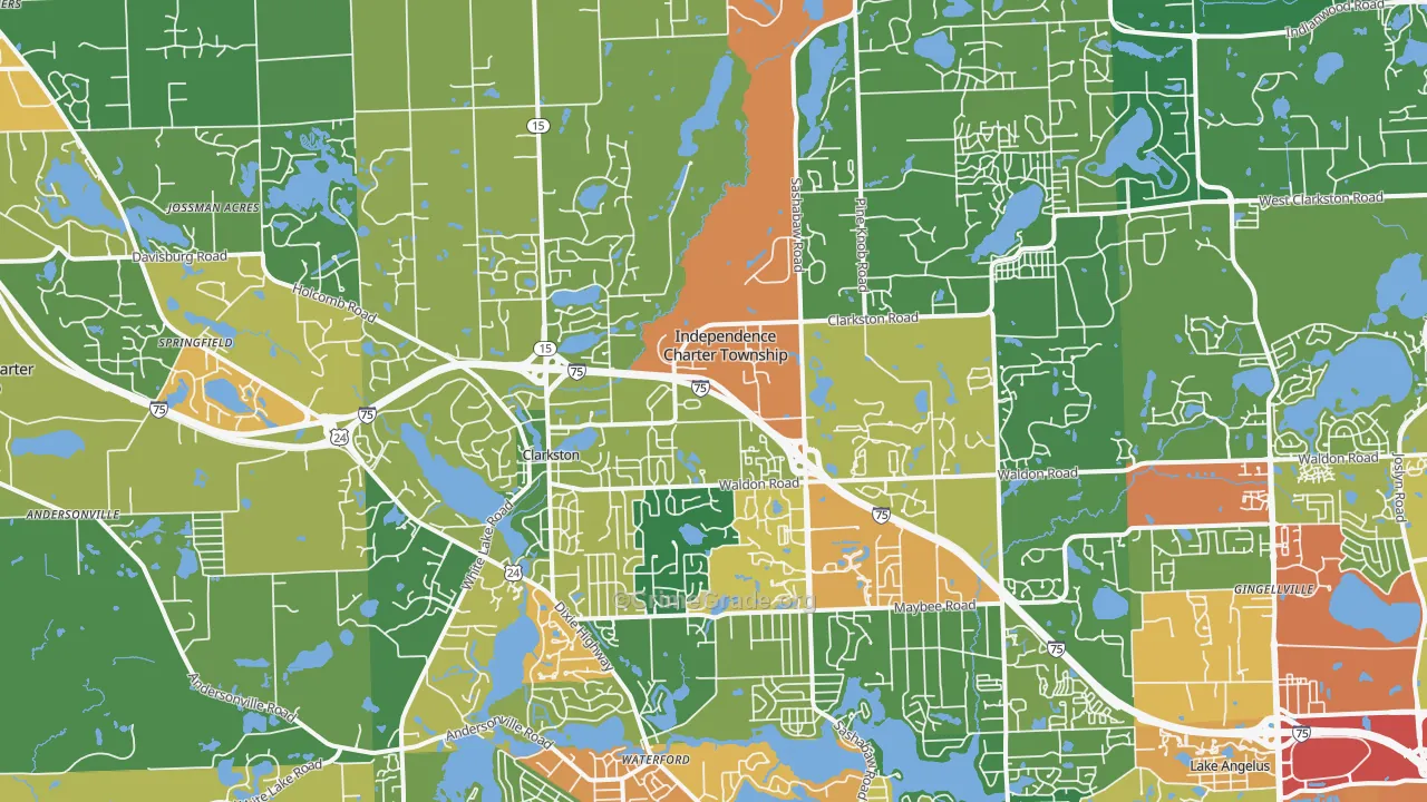 Clarkston, MI Map of Theft Rates
