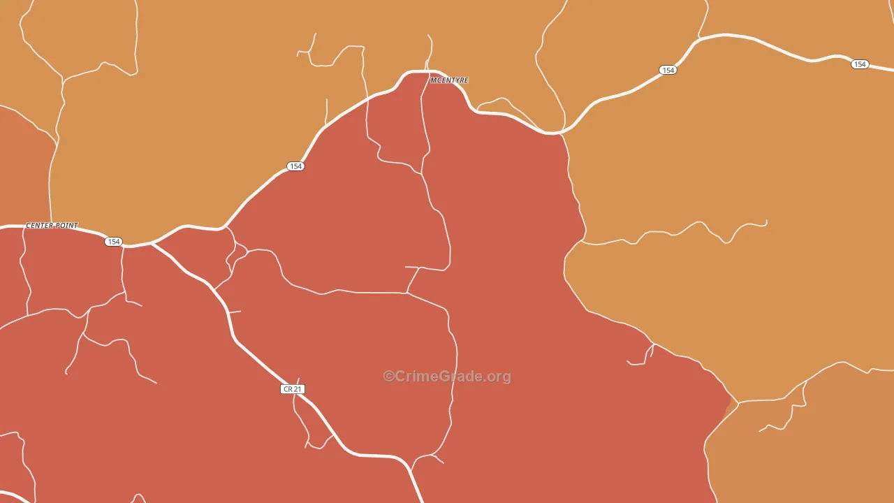 Clarksville, AL Map of Theft Rates
