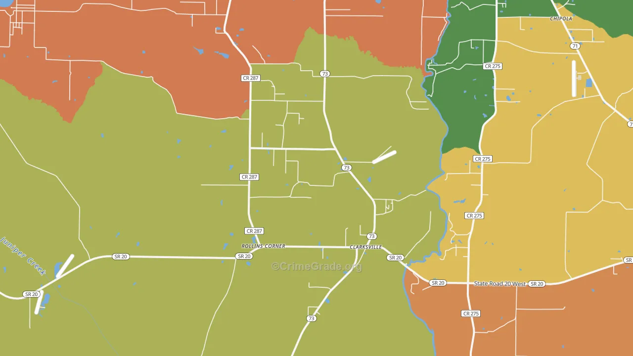 Clarksville, FL Map of Theft Rates