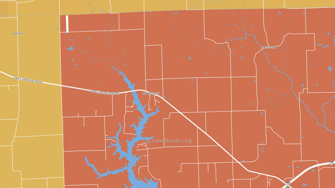 Clarksville, IL Map of Theft Rates