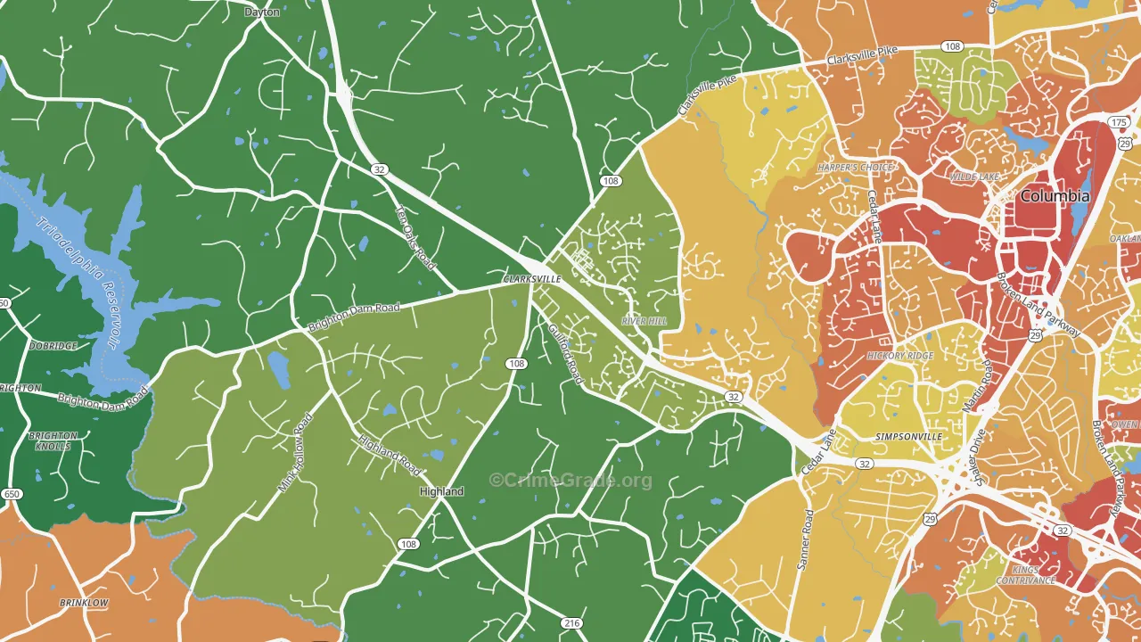 Clarksville, MD Map of Theft Rates