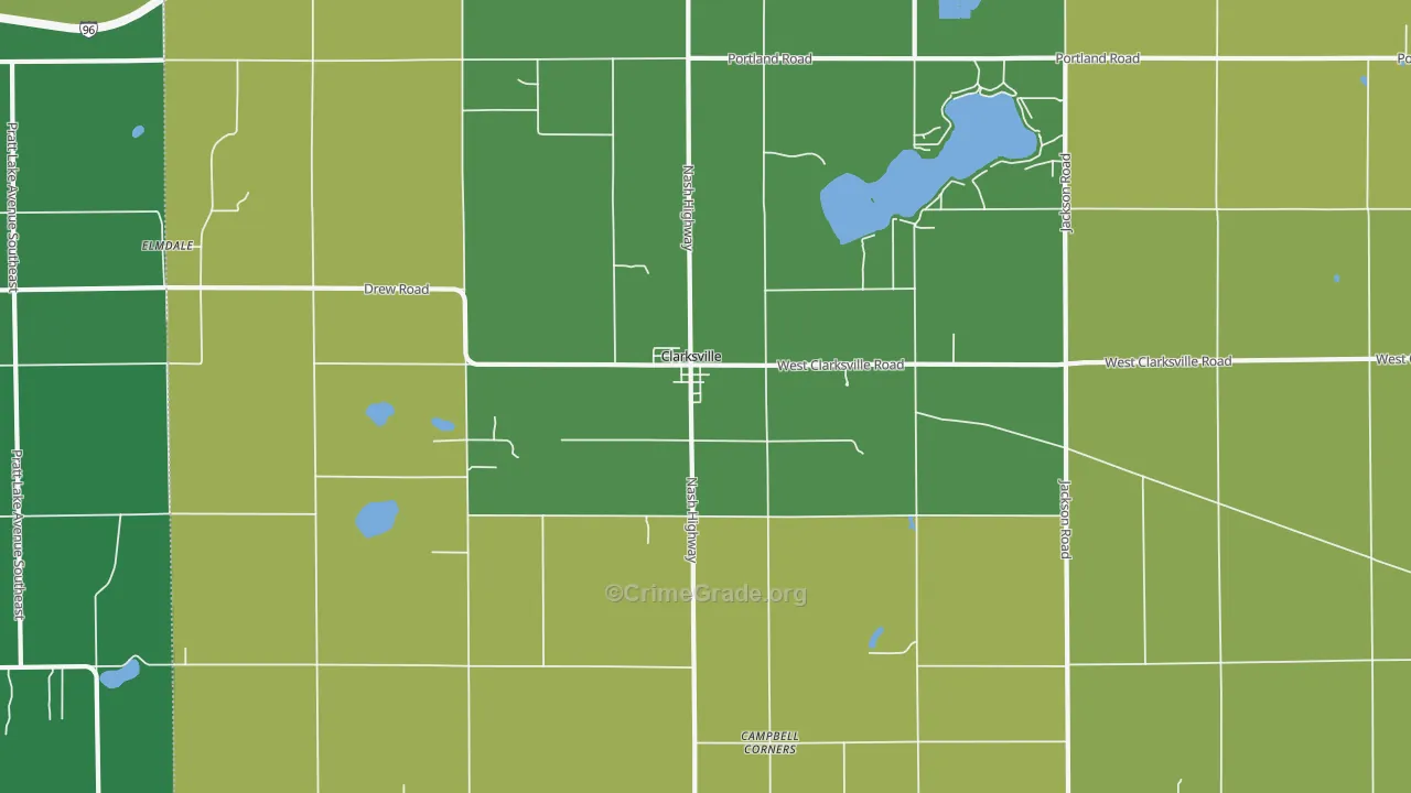 Clarksville, MI Map of Theft Rates