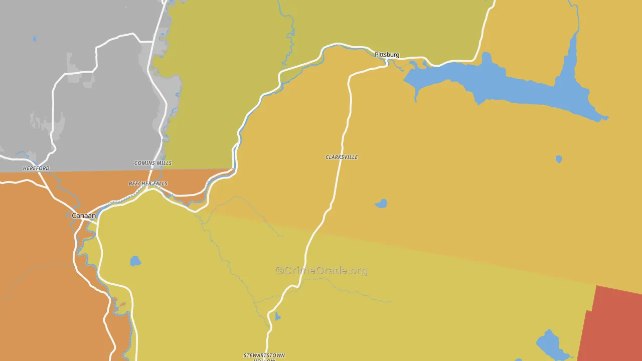 Clarksville, NH Map of Theft Rates