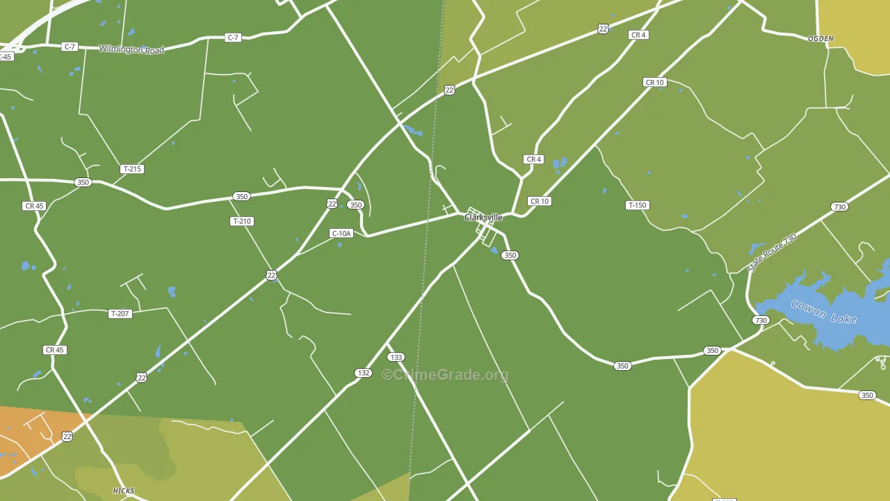 Clarksville, OH Map of Theft Rates