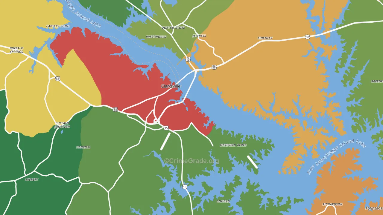 Clarksville, VA Map of Theft Rates
