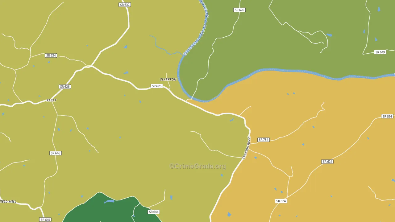 Clarkton, VA Map of Theft Rates