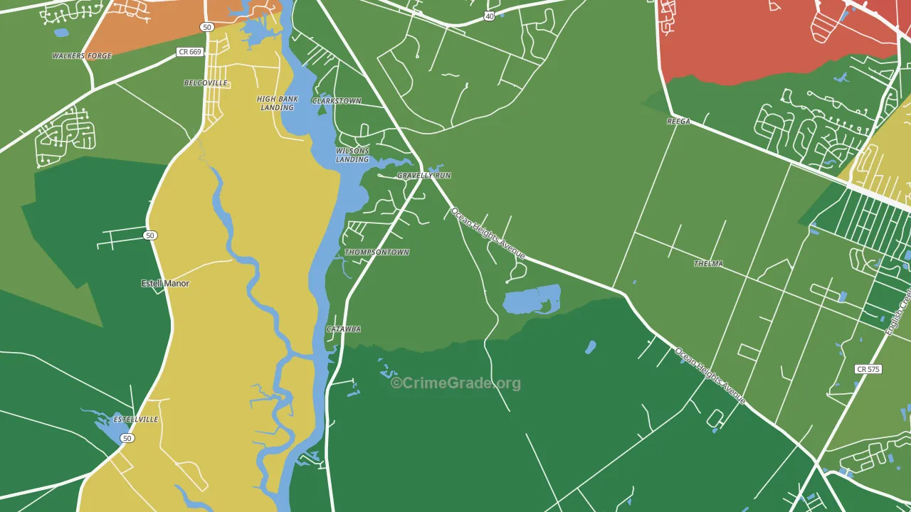 Clarktown, NJ Map of Theft Rates