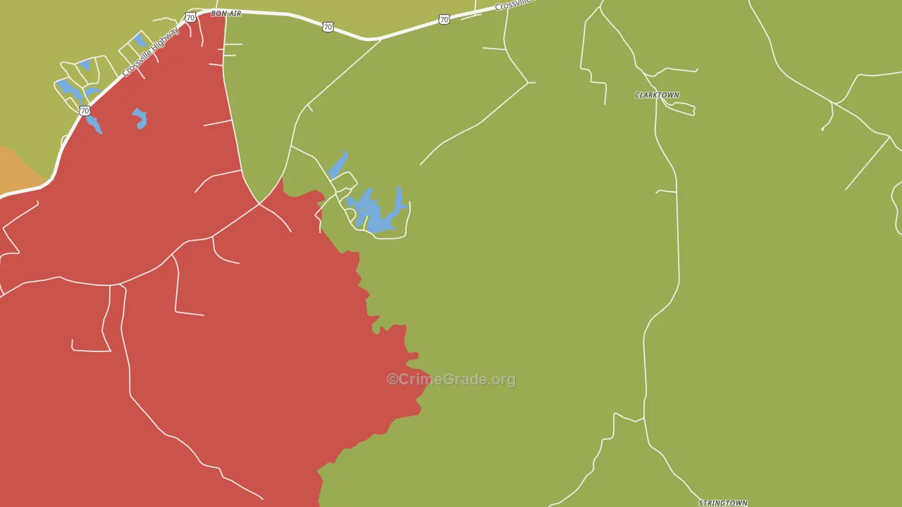 Clarktown, TN Map of Theft Rates