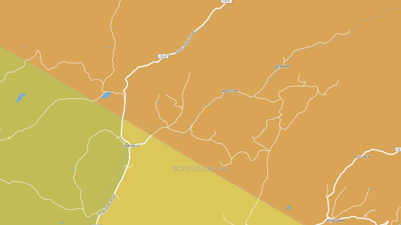 Claryville, NY Map of Theft Rates