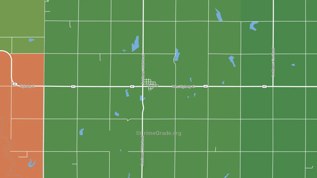 Clatonia, NE Map of Theft Rates