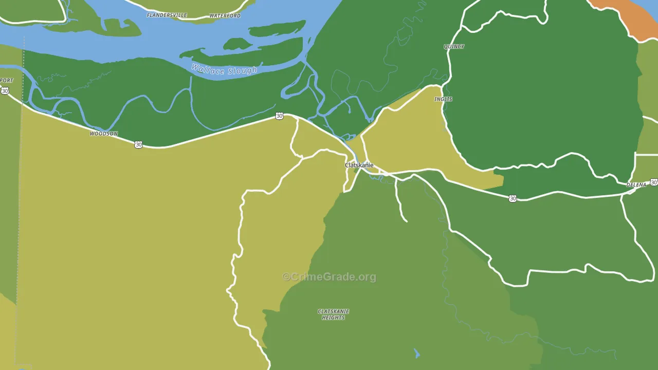 Clatskanie, OR Map of Theft Rates