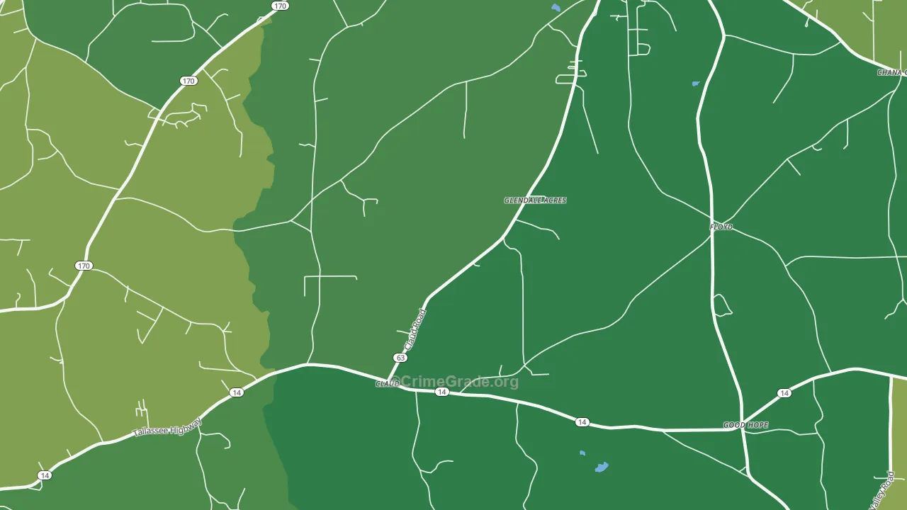 Claud, AL Map of Theft Rates