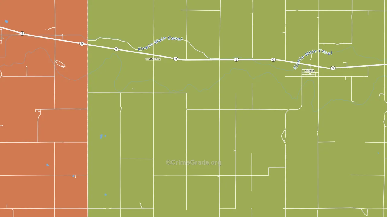 Claudell, KS Map of Theft Rates