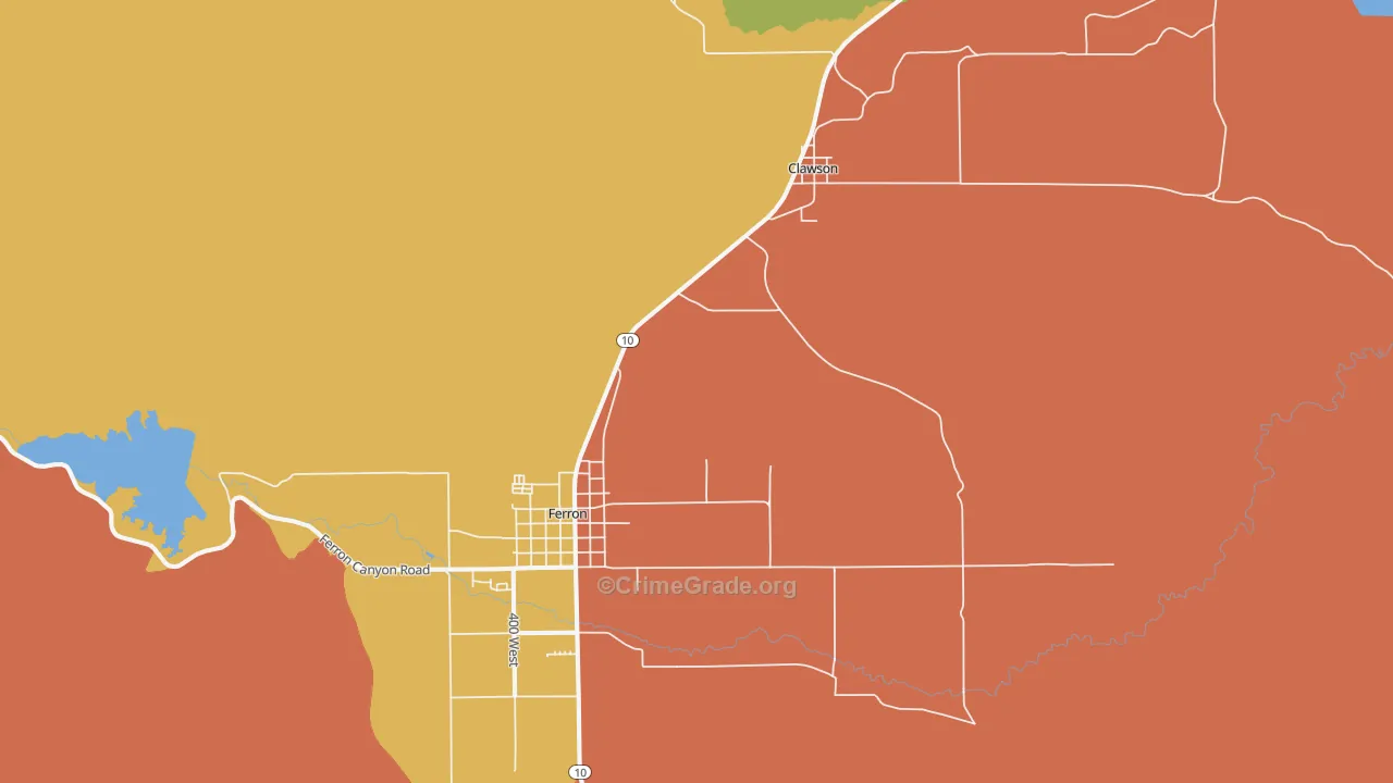 Clawson, UT Map of Theft Rates