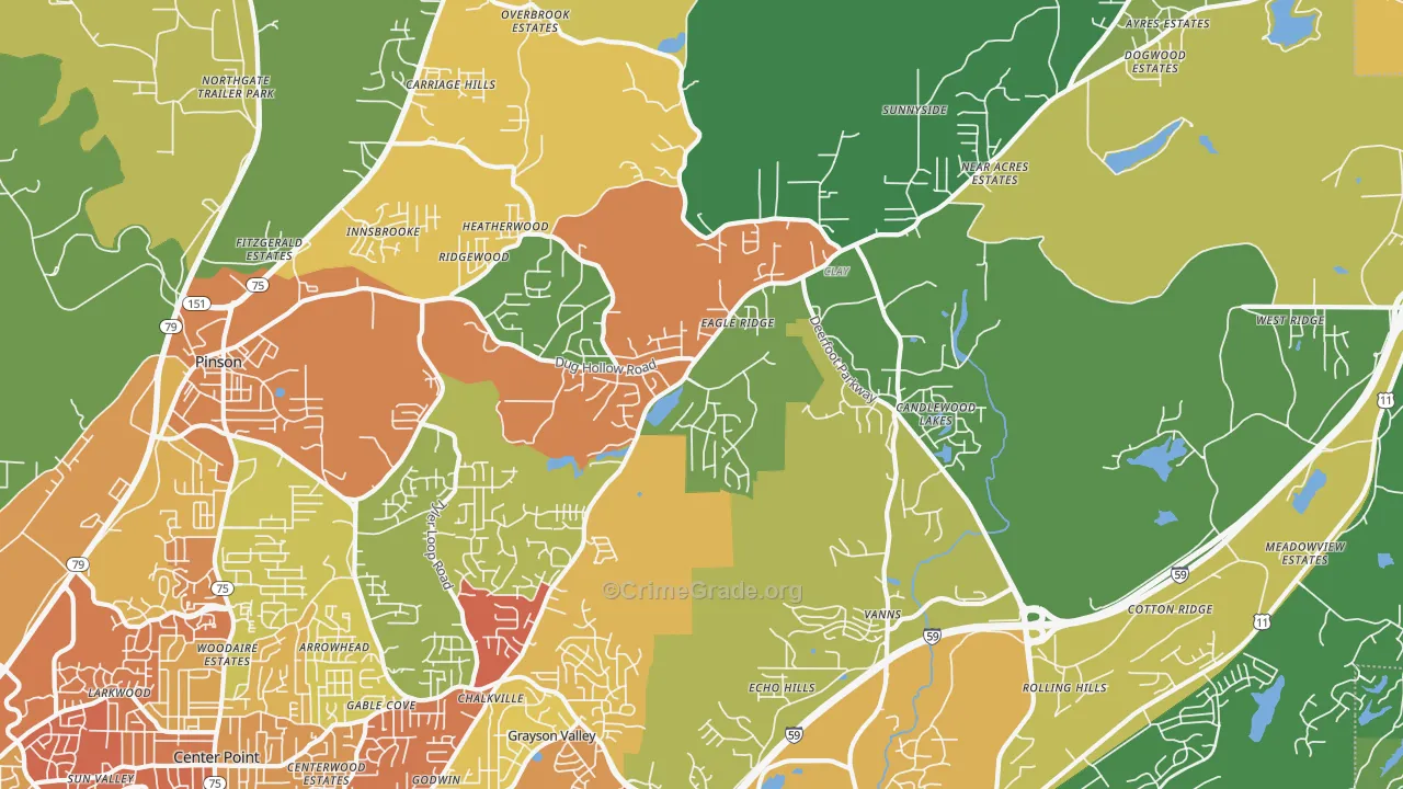 Clay, AL Map of Theft Rates