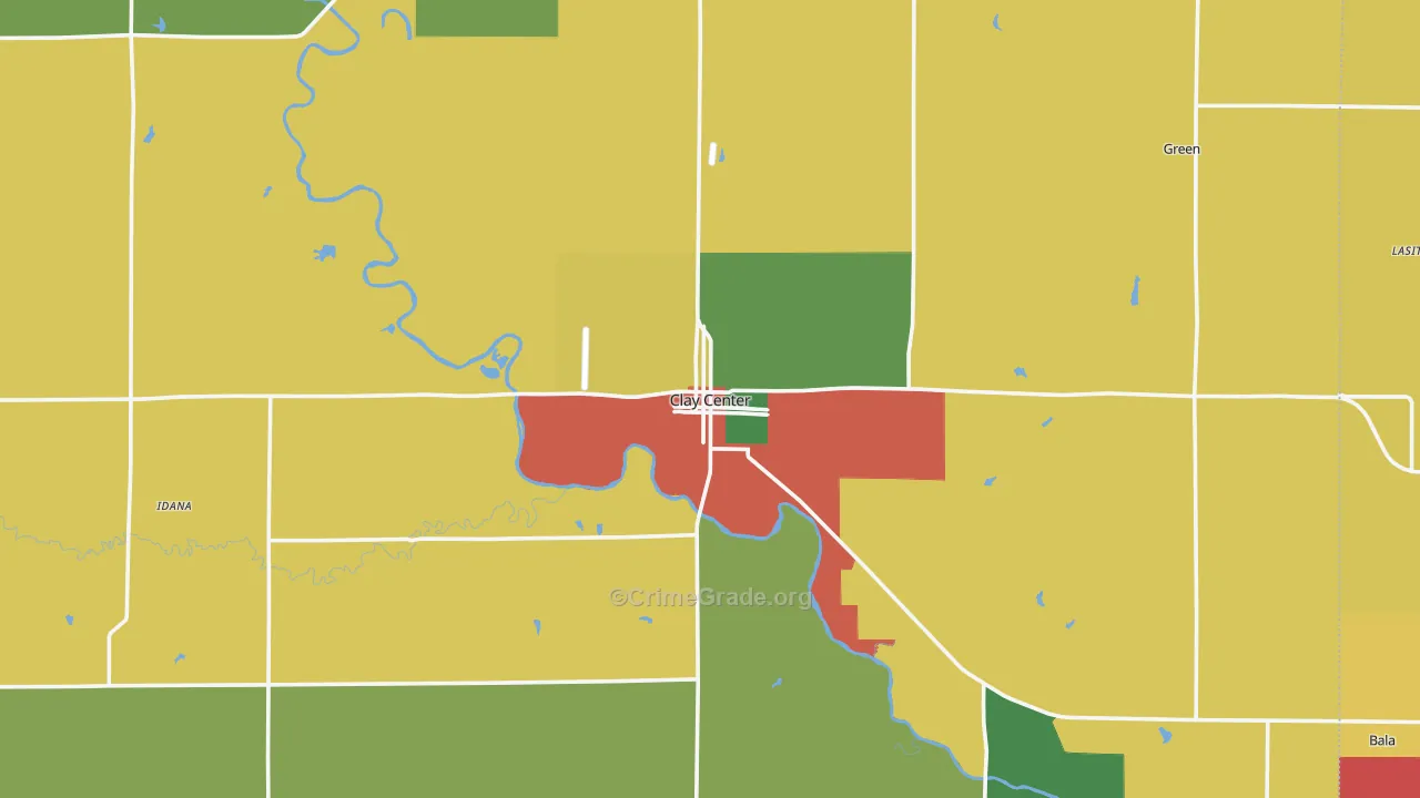 Clay Center, KS Map of Theft Rates