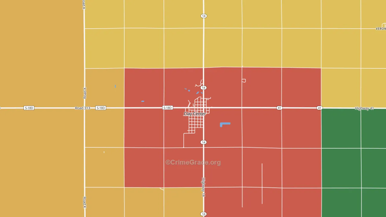 Clay Center, NE Map of Theft Rates