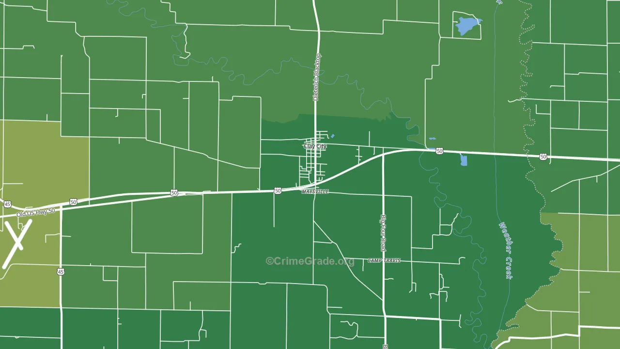 Clay City, IL Map of Theft Rates