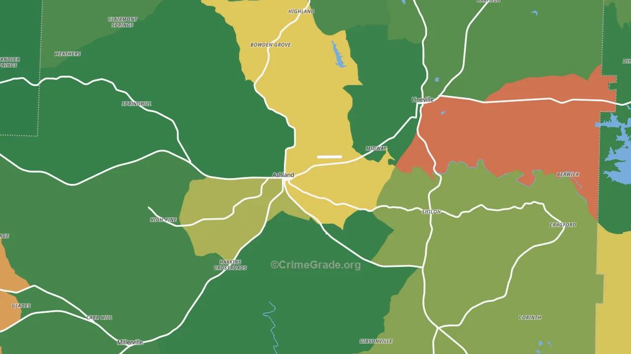 Clay County, AL Map of Theft Rates