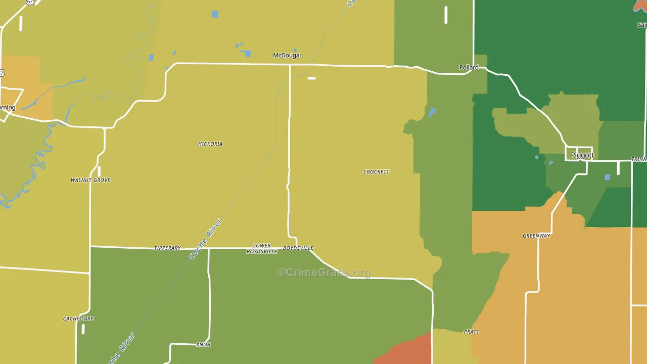 Clay County, AR Map of Theft Rates