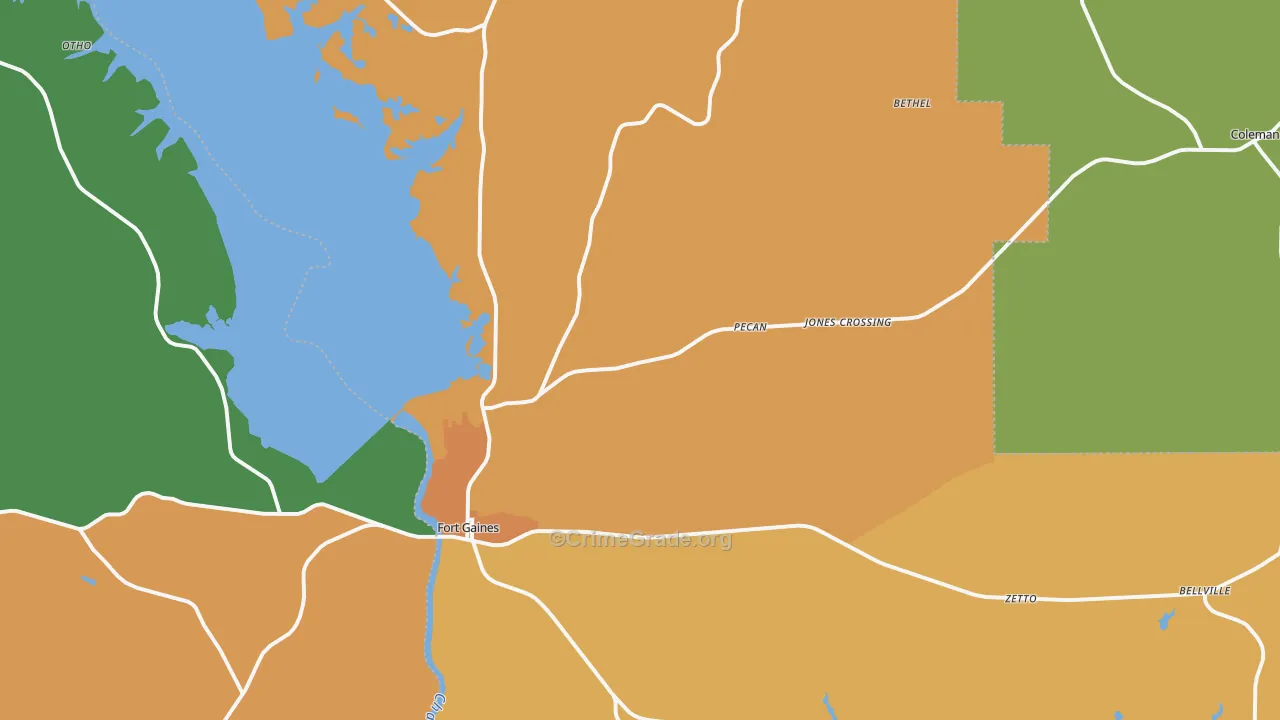 Clay County, GA Map of Theft Rates