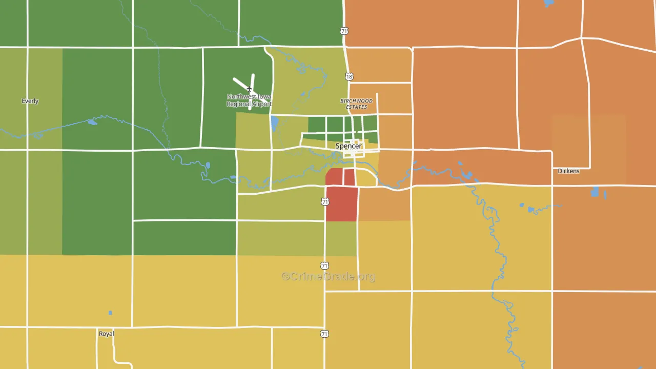 Clay County, IA Map of Theft Rates