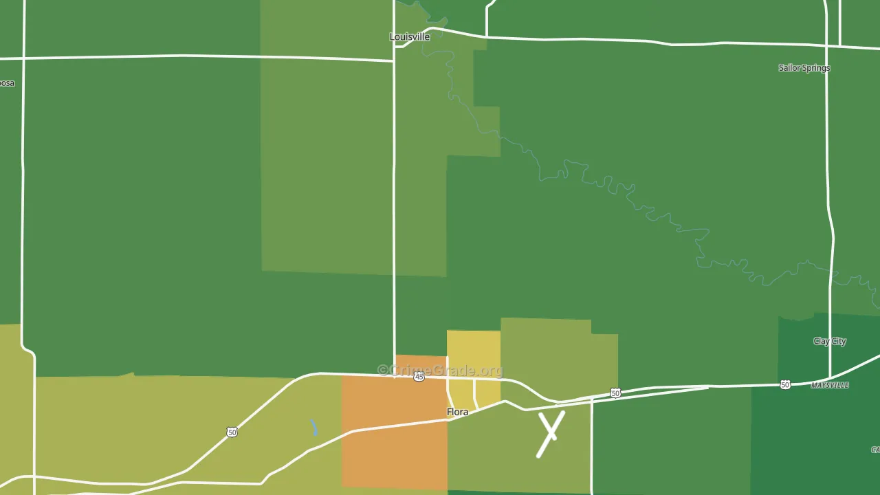 Clay County, IL Map of Theft Rates