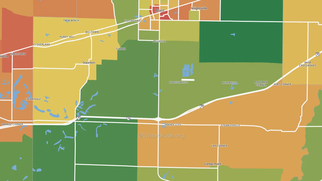 Clay County, IN Map of Theft Rates