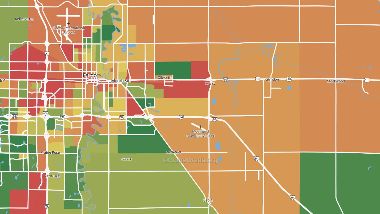 Clay County, MN Map of Theft Rates