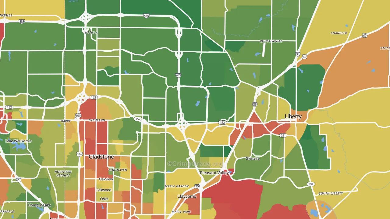 Clay County, MO Map of Theft Rates
