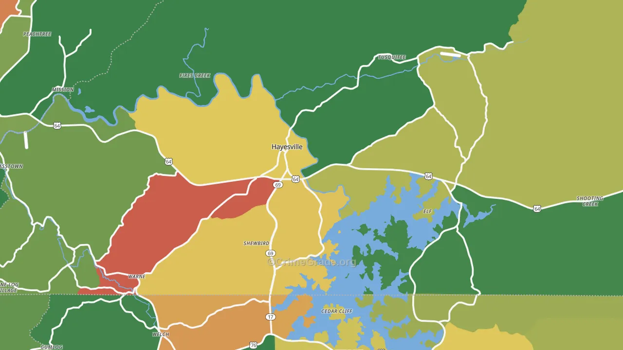 Clay County, NC Map of Theft Rates