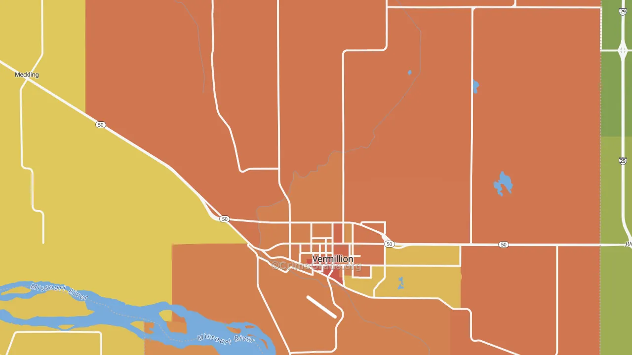 Clay County, SD Map of Theft Rates