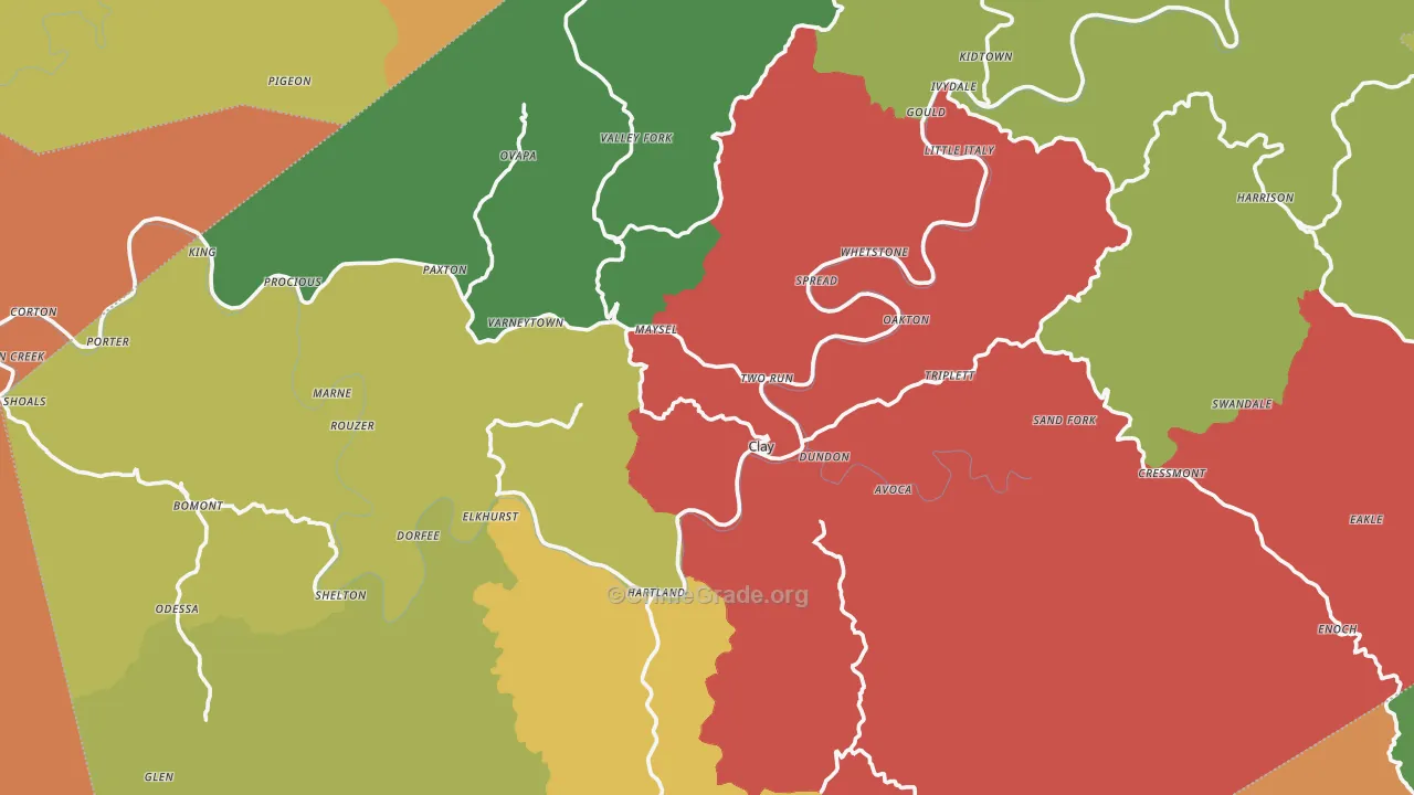 Clay County, WV Map of Theft Rates