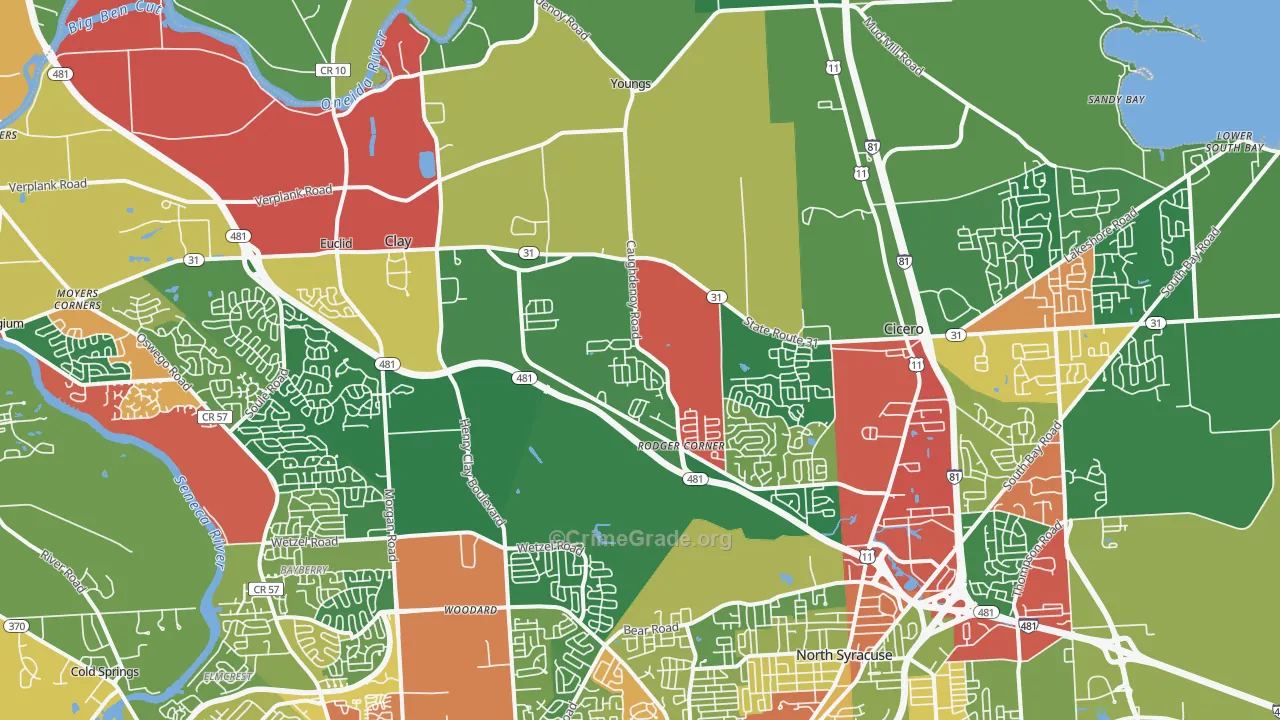 Clay, NY Map of Theft Rates
