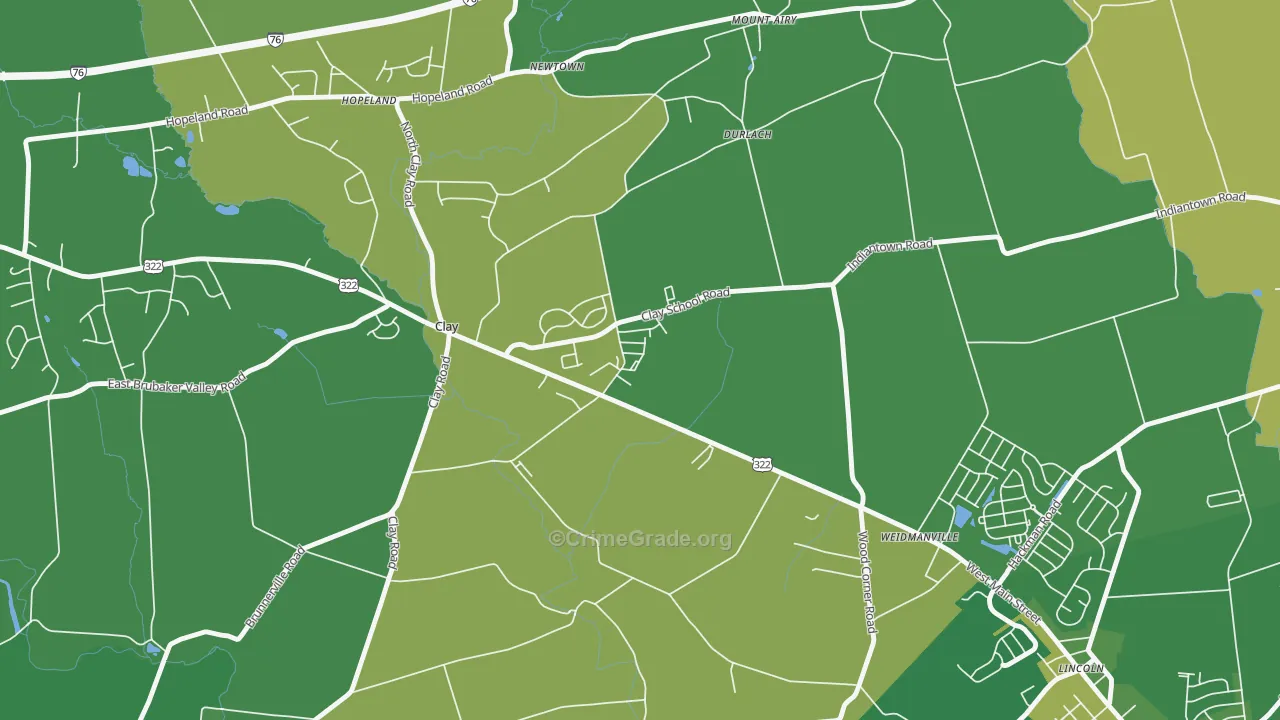 Clay, PA Map of Theft Rates