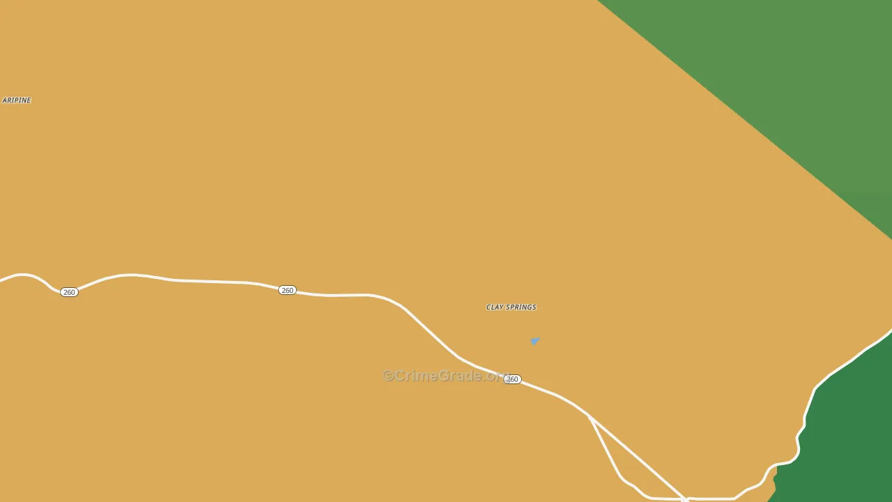 Clay Springs, AZ Map of Theft Rates