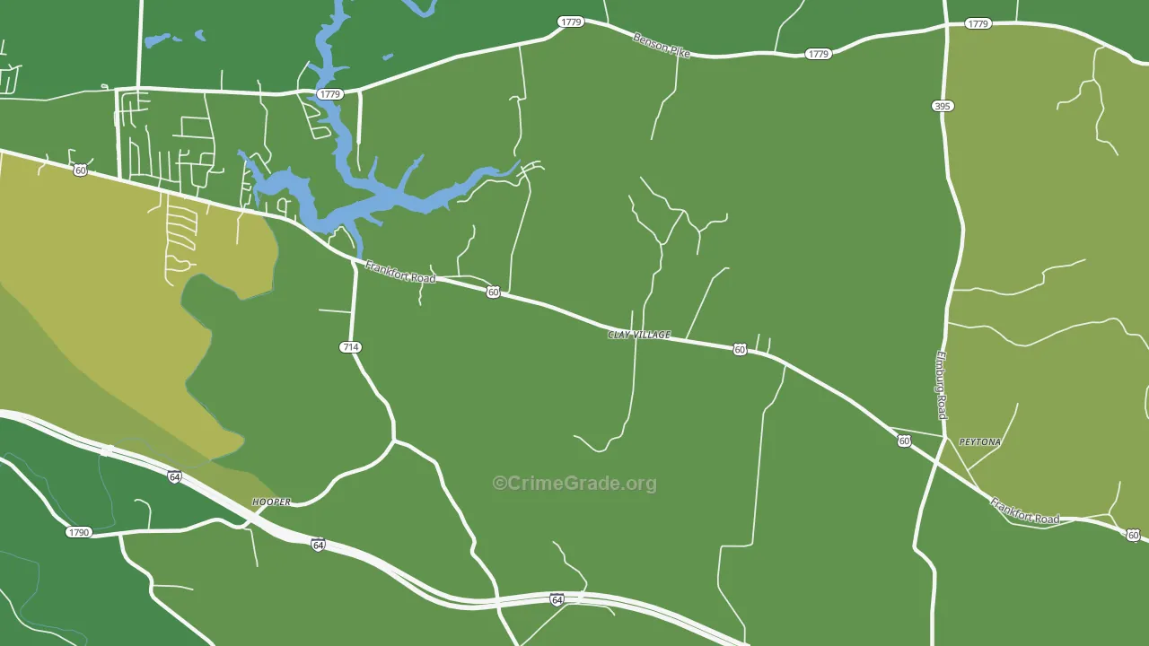 Clay Village, KY Map of Theft Rates