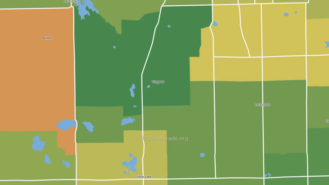 Claypool, IN Map of Theft Rates