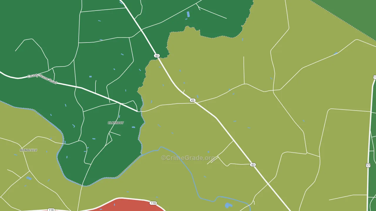 Clayroot, NC Map of Theft Rates