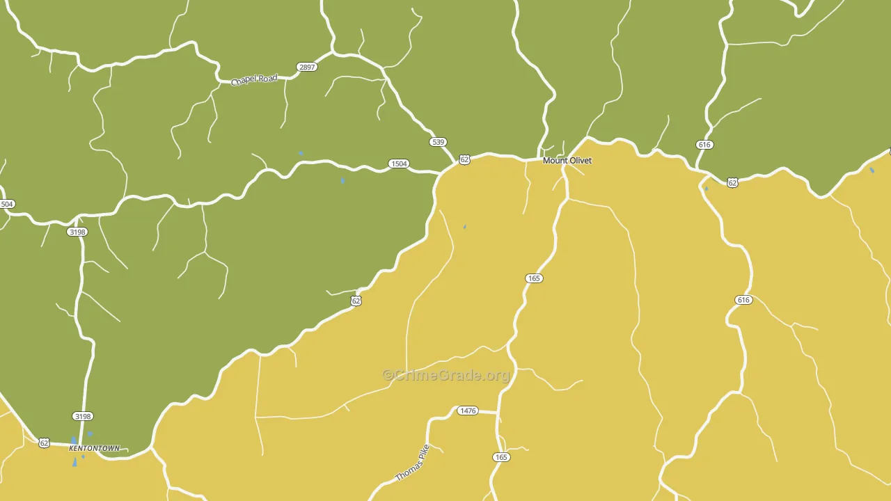 Claysville, KY Map of Theft Rates