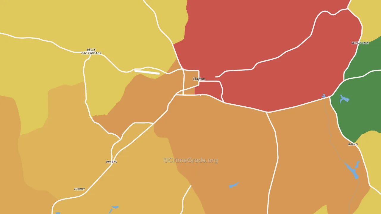 Clayton, AL Map of Theft Rates